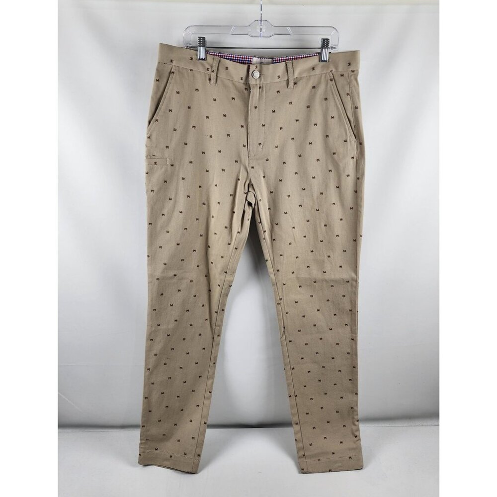 Construct Pants Mens 36x34 Tan Stretch Pants Crab Novelty Print NWT